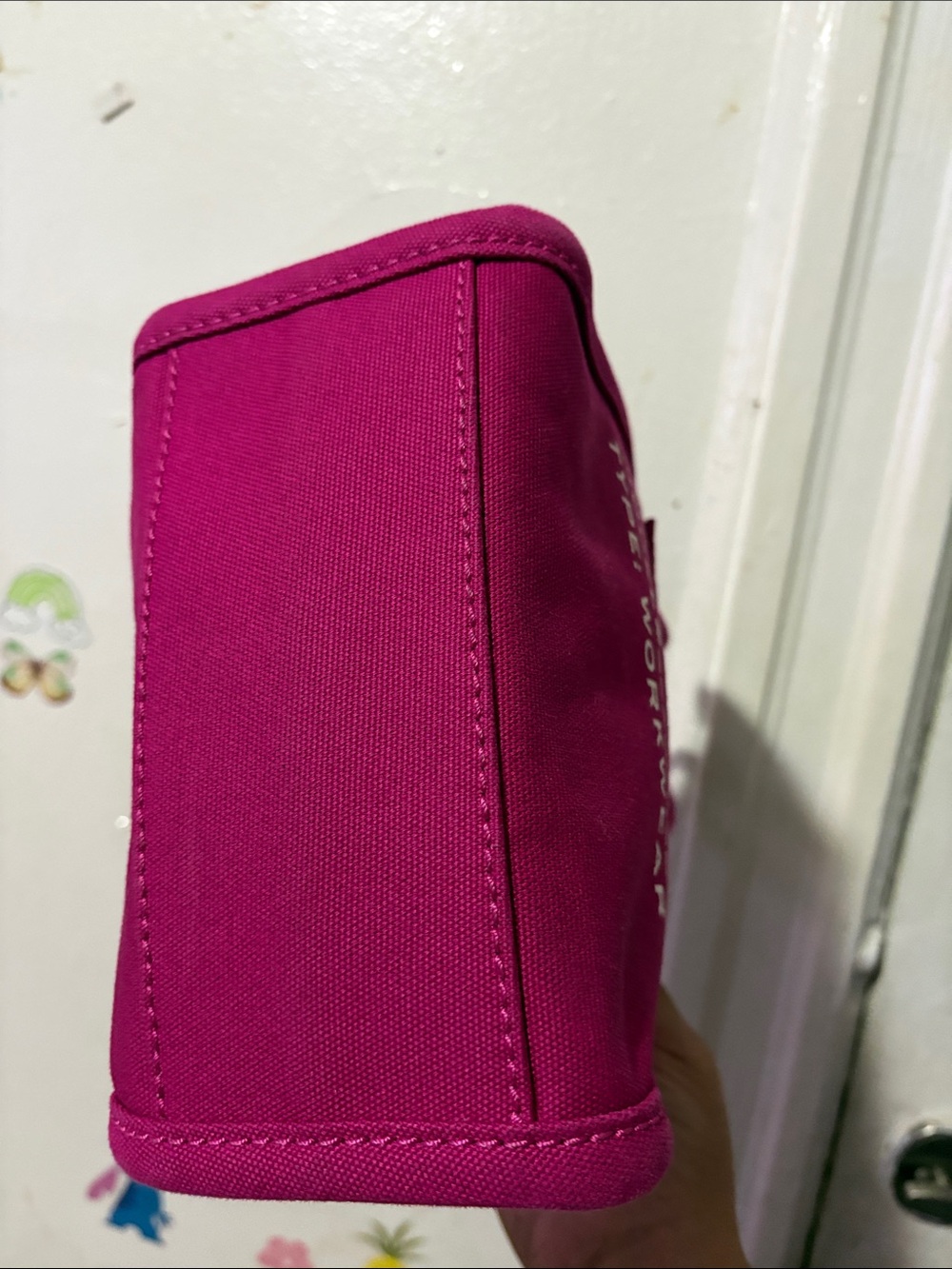 Marc Jacobs Hot Pink Canvas Mini Tote with Black Strap EUC - Picture 4 of 6